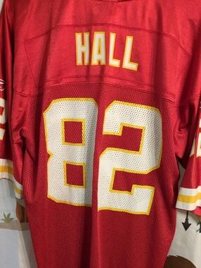 Men's Red #82 Football Jersey with White & Yellow Accents